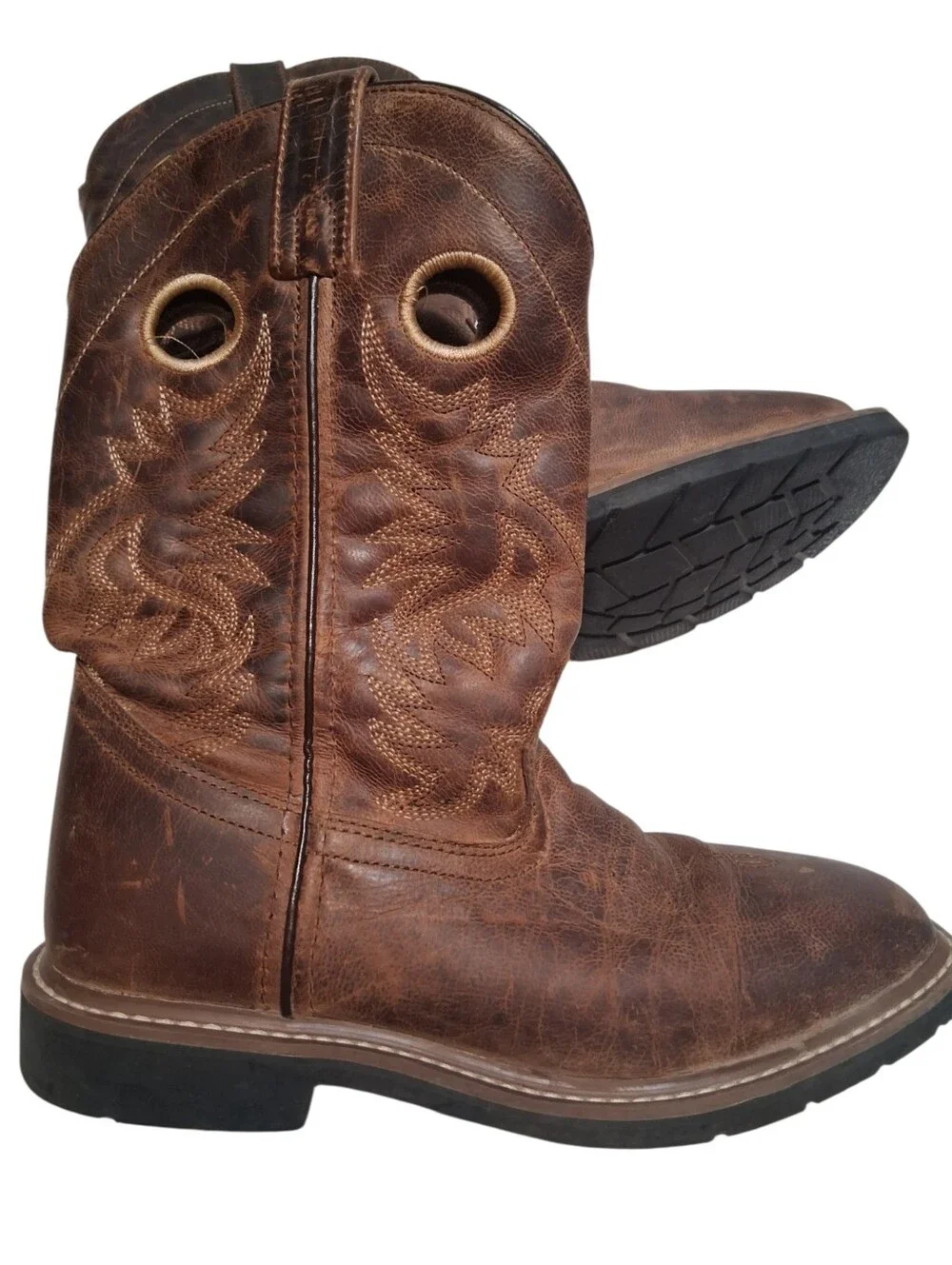 Dan Post Square Toe Western Boots Brown Leather Country Distressed Youth Size 4D